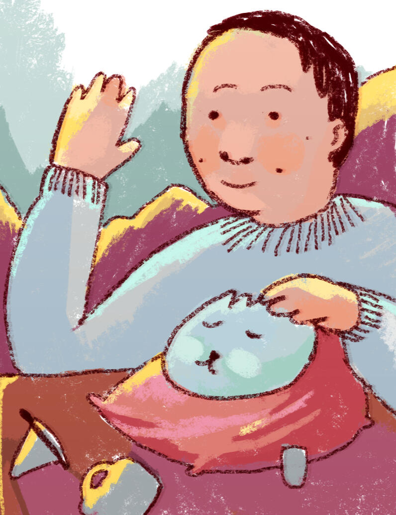 me, and a very realistic cat.